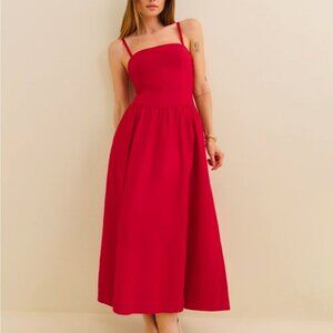 Reformation Katarin Linen Dress in Lipstick *NEW*